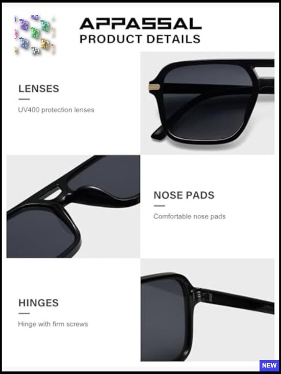 Retro Square Aviator Sunglasses Trendy Vintage UV400 Lightweight Unisex main image 4